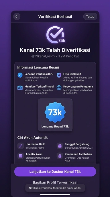 Tampilan kanal resmi 73k