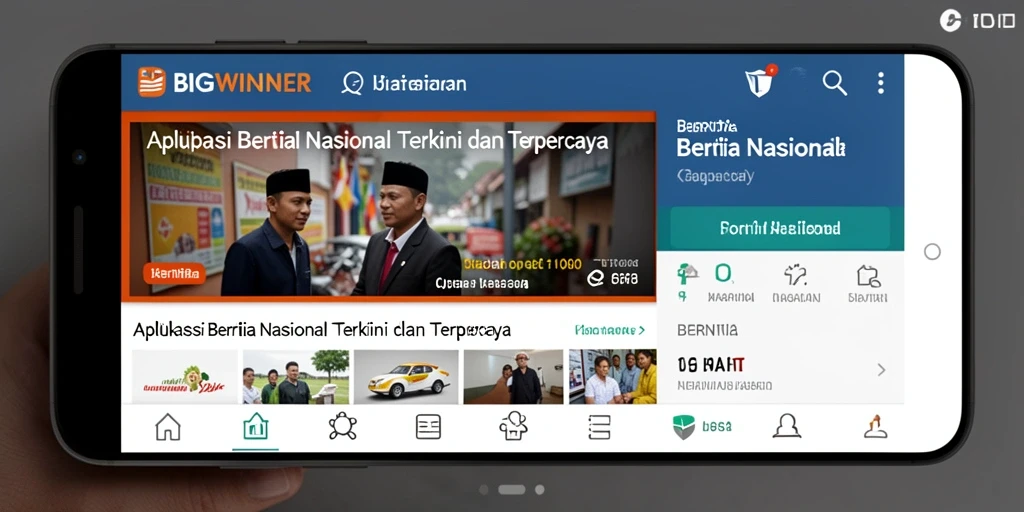 Antarmuka aplikasi BIGWINNER untuk berita nasional yang informatif.