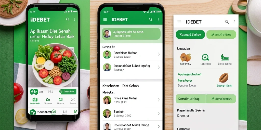 Screenshot utama aplikasi IDEBET dengan antarmuka Diet Sehat yang intuitif.