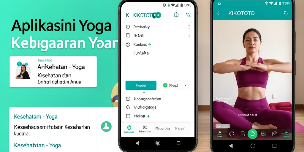 Antarmuka aplikasi KIKOTOTO dengan sesi yoga yang interaktif.