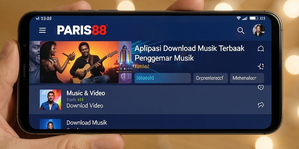 Antarmuka pengguna PARIS88 untuk Download Musik yang sederhana dan efektif.